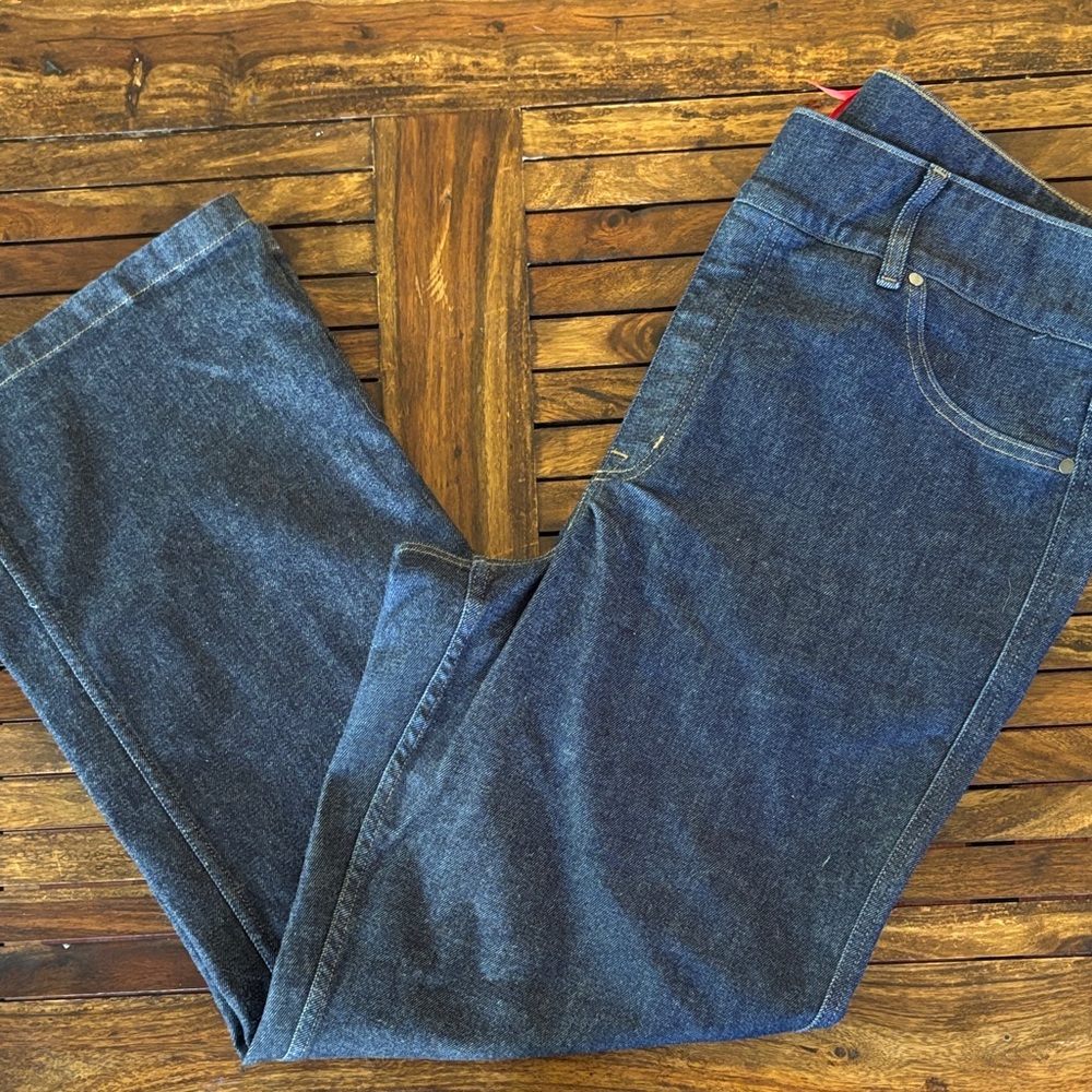 SPANX® dark WASH PULL-ON CROPPED WIDE LEG JEANS‎ 2X